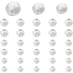 Plata 30 piezas 3 estilos 925 cuentas espaciadoras de plata esterlina, polígono, plata, 2~3x2~3x2~3 mm, agujero: 0.8~1.4 mm, 10 piezas / estilo