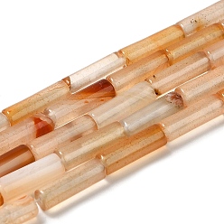 Сэнди Коричневый Природный агат бисер нитей, колонка, окрашенная и подогревом, песчаный коричневый, 13~14x4 мм, отверстие : 1 мм, около 28 шт / нитка, 15.12'' (38.4 см)