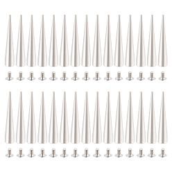 Платина Панк-сплав заклепки шпильки пирамидальные шипы, для украшения кожгалантереи своими руками, платина, 38x7 мм, 30 комплекты