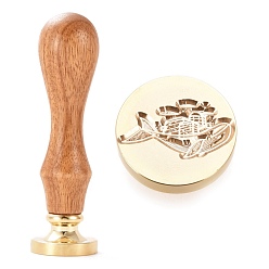 Whale Brass Wax Sealing Stamp, with Wood Handle for Post Decoration DIY Card Making, Whale Pattern, 89.5x25.5mm