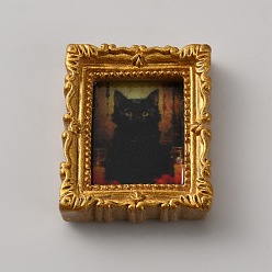 Cat Shape Прямоугольная фоторамка из смолы в стиле Хэллоуина, аксессуары для кукольных домиков, форма кошки, 29x24x7 мм