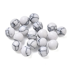 White Dyed Synthetic Turquoise Sphere Beads, Round, No Hole/Undrilled, White, 6mm