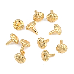 Настоящее золото 18K Латунные штифты, булавки, подвески, цветок, реальный 18 k позолоченный, 4x3.5x3.5 мм, штифты : 0.7 мм