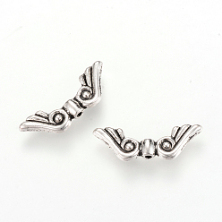 Античное Серебро Сплавочные овальные бусины тибетского стиля , крыло, без кадмия и без свинца, античное серебро, 7.5x21x3 мм, Отверстие : 1 мм , около 1350 шт / 1000 г