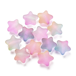(52) Непрозрачная лаванда Прорезиненные светящиеся прозрачные акриловые бусины, звезда, разноцветные, 22x23.5x13 мм, отверстие : 2.8 мм