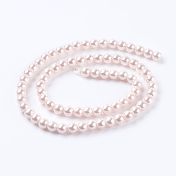Lavender Blush Eco-Friendly Dyed Glass Pearl Round Beads Strands, Grade A, Cotton Cord Threaded, Lavender Blush, 6mm, Hole: 0.7~1.1mm, about 72pcs/strand, 15 inch