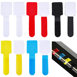 Mixed Color 100Pcs 5 Colors Self-adhesive Nylon Hook & Loop Cable Tie, Reusable Fastener for Cord Management & Organization, Mixed Color, 91x28.5x2mm, 20pcs/color