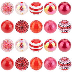 Красный Наборы для находки бисера своими руками, в том числе акриловые бусины, Бусины из cмолы, абс пластмасса имитация жемчужина круглые бусины, красные, 19~20x17.5~20 мм, отверстие : 2~3 мм