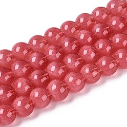 (123L) Белый крем непрозрачный блеск Прозрачные стеклянные нити, имитирующие кошачий глаз, круглые, огнеупорный кирпич, 8~8.5 мм, отверстие : 0.8~1.2 мм, около 103~110 шт / нитка, 29.13~32.28 дюйм (74~82 см)