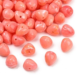 Светло-Коралловый Непрозрачные акриловые бусины, имитирующие драгоценные камни, треугольные, два тона, свет коралловый, 12~12.5x15x12~12.5 мм, отверстие : 2 мм, Около 396 шт / 500 г