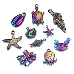 Rainbow Color Подвески из сплава цвета радуги, без кадмия, без никеля и без свинца, морской организм, 23x12.5x2 мм, отверстие : 2.5 мм, 10 шт / комплект