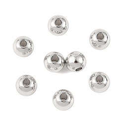 Plaqué Platine Véritable Perles d'espacement en laiton shegrace, ronde, sans cadmium et sans nickel et sans plomb, Platine plaqué, 4mm, Trou: 1.2mm