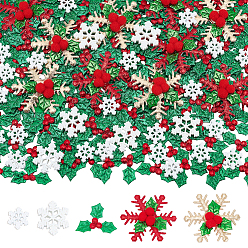 (52) Непрозрачная лаванда 170 шт. 5 стильные рождественские кабошоны из непрозрачной смолы, ткань утюжить / пришивать заплатки, наборы аксессуаров для рождественских костюмов своими руками, разноцветные, рождественские листья падуба: 35.5x27x1.5мм, 100 шт / комплект