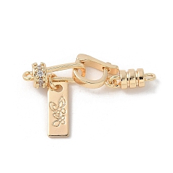 Настоящее золото 18K Латунные микро проложить кубического циркония раз за застежками, без кадмия, без никеля и без свинца, прямоугольные, реальный 18 k позолоченный, 31 мм, отверстие : 1.8 мм