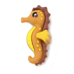 Sea Horse Силиконовые бусины, фокусные бусы, золотые, морской конек, 38x19x15 мм, отверстие : 2 мм