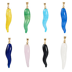 (52) Непрозрачная лаванда 8 шт. 8 стильный лэмпворк ручной работы с латунными подвесками, талисманы в виде рога изобилия, разноцветные, 35~40x9.5~13.5x8.5 мм, отверстие : 4.5x3 мм