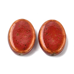 (123L) Белый крем непрозрачный блеск Винтажные фарфоровые бусины ручной работы, овальные, огнеупорный кирпич, 21x16x7 мм, отверстие : 2 мм