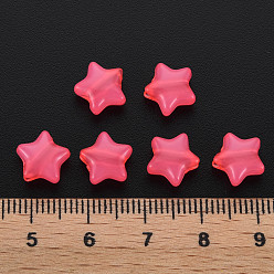 Hot Pink Imitation Jelly Acrylic Beads, Star, Hot Pink, 9x9.5x5.5mm, Hole: 2.5mm, about 2050pcs/500g