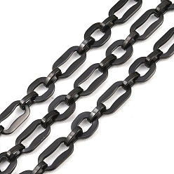 Черный 201 цепи овальные из нержавеющей стали, ионное покрытие (ip), несварные, с катушкой, чёрные, ссылка: 10.5x8.5x1.5мм и 14x7.5x1.6мм