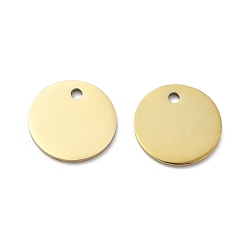 Настоящее золото 14K 304 прелести нержавеющей стали, плоский круглый шарм, ионное покрытие (ip), реальный 14 k позолоченный, 15x1 мм, отверстие : 1.9 мм