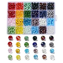 (52) Непрозрачная лаванда 24 цветные стеклянные бусины, непрозрачный сплошной цвет, с покрытием AB цвета, граненые, рондель, разноцветные, 8x6 мм, отверстие: 1 мм, 24 цвета, 30 шт / цвет, 720 шт / коробка