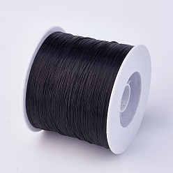 Black Flat Elastic Crystal String, Elastic Beading Thread, for Stretch Bracelet Making, Black, 0.7mm, about 546.8 yards(500m)/roll