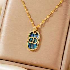 Золотой Ретро-латунные ожерелья с овальными подвесками из натуральной ракушки пауа, золотые, 15.75 дюйм (40 см)