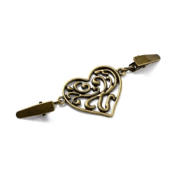 Античная Бронза Винтажные зажимы для кардигана из сплава, зажимы воротника свитера, персик сердца, античная бронза, 103 мм