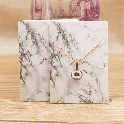 White Cardboard Necklace Display Cards, Rectangle with Marble Pattern, White, 6.95x5x0.05cm