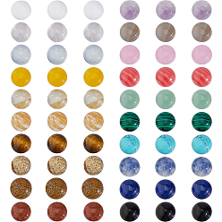 (52) Непрозрачная лаванда 60 шт. 20 цвета натурального нефрита кабошоны, окрашенные, полукруглые / купольные, разноцветные, 10x4~5 мм, 3 шт / цвет