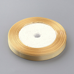 пшеница Высокая плотная атласная лента с одним лицом, полиэфирные ленты, цвет пшеницы, 1/4 дюйм (6~7 мм), около 25 ярдов / рулон, 10 рулоны / группа, о 250yards / группа (228.6 м / группа)