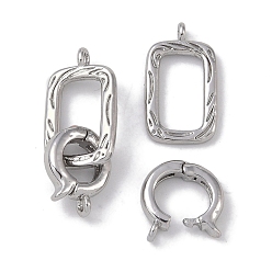 Платина Латунь раз по сравнению с застежками, без кадмия, без никеля и без свинца, прямоугольные, платина, 24 мм, отверстие : 1.2 мм