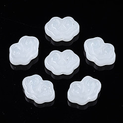 Weiß Nachahmung Jade Glasperlen, Wolke, weiß, 9x13x4 mm, Bohrung: 1 mm