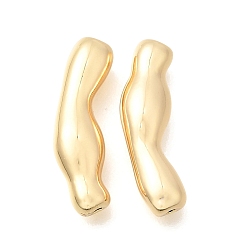 Настоящее золото 18K Латунные волнистые изогнутые трубчатые бусины, реальный 18 k позолоченный, 21x6x4 мм, отверстие : 1 мм