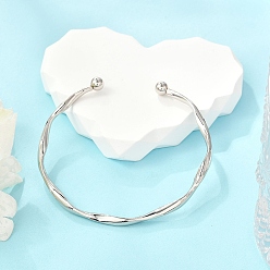 Платина Браслеты-манжеты из волнистого сплава, открытые браслеты для женщин, платина, внутренний диаметр: 2-1/4 дюйм (5.6 см)