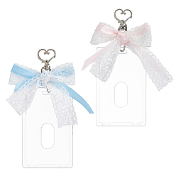 (52) Непрозрачная лаванда 2шт пластиковая идентификационная карта, с подвесками-бантиками из полиэстера и поворотными застежками из сплава, разноцветные, 155 мм