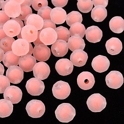 Orangerosa Transparente Acryl Perlen, Perle in Perlen, matt, facettiert, Runde, Orangerosa, 9.5x9.5 mm, Bohrung: 2 mm, ca. 1041 Stk. / 500 g