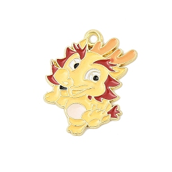 Дракон Подвески из эмали и сплава, золотые, китайский зодиакальный амулет, дракон, 20.5x19x1.2 мм, отверстие : 1.6 мм