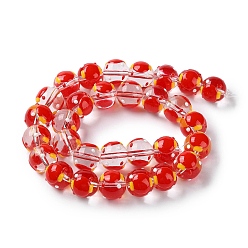 Lantern Chinese Style Transparent Glass Enamel Beads Strands, Hand Painted Beads, Round with Pattern, Lantern, 12~13x11.5mm, Hole: 1.6mm, about 30pcs/strand, 13.58 inch(34.5cm)