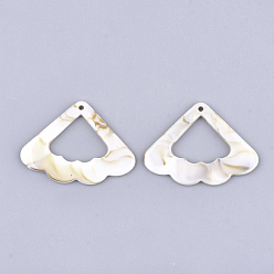 Linen Acrylic Pendants, Imitation Gemstone Style, Fan, Linen, 38.5x52x3.5mm, Hole: 2mm, about 158pcs/500g