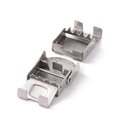 Stainless Steel Color 201 Stainless Steel Watch Band Clasps, Rectangle, Stainless Steel Color, 26x17.5x7.5mm