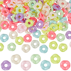 Mixed Color 200Pcs Opaque Acrylic European Beads, Large Hole Beads, Wave Shape, Dyed, AB Color, Mixed Color, 12.5~13x4mm, Hole: 4mm
