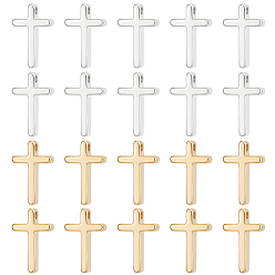 (52) Непрозрачная лаванда 40 шт 2 цвета латунные подвески, долговечный, крест очарование, разноцветные, 13x8x3 мм, отверстие : 1.5 мм, 20 шт / цвет