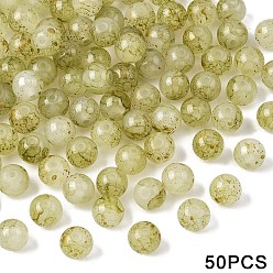 Светло-зеленый Коричневый Стеклянные бусины из имитации нефрита, круглые, золотой фольгой, оливковый, 10 мм