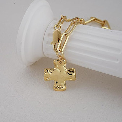 Золотой Цепочки-скрепки с подвеской в виде креста из латуни для женщин и мужчин, золотые, 18.11 дюйм (46 см)