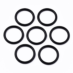 Black Spray Painted CCB Plastic Linking Rings, Round Ring, Black, 30x3.6mm, Inner Diameter: 23.5mm
