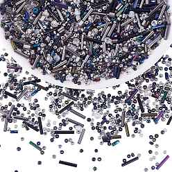 Черный Стеклянные бусины, рис, трубка и рассыпной, разнообразные, набор для изготовления ювелирных изделий из браслета своими руками, чёрные, 1.5~4.5 мм, 30 г / мешок
