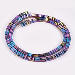 Rainbow Plated Electroplate Non-magnetic Synthetic Hematite Beads Strands, Cuboid, Multi-color Plated, 6x4x4mm, Hole: 0.8mm, about 66pcs/strand, 15.75 inch(40cm)