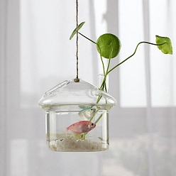 Maison Jardinières suspendues en verre, Vase en verre hydroponique transparent pour la décoration de la maison et du jardin intérieur, maison, 110x90mm
