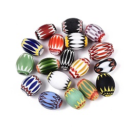 Gemischte Farbe Handgefertigte Millefiori-Glasperlen, Chevron-Perlen, Gemischte Farbe, 26~31x17~24 mm, Bohrung: 2~11 mm